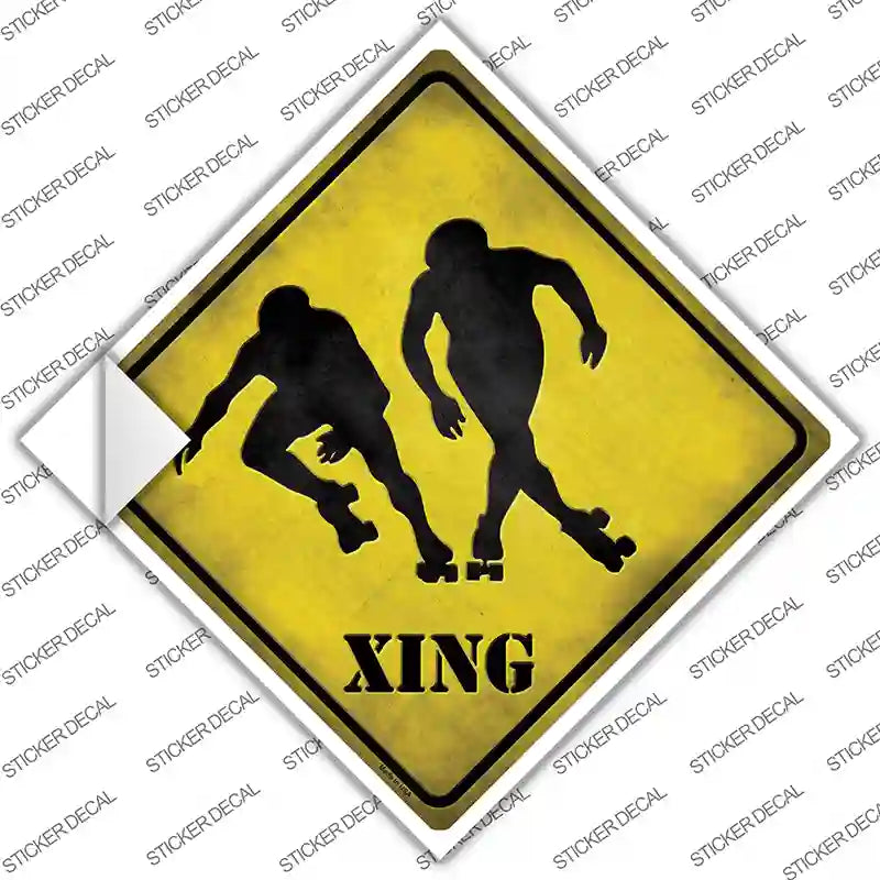 Rollerskaters Xing Novelty Diamond Sticker Decal