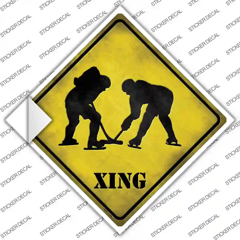 Hockey Xing Novelty Diamond Sticker Decal