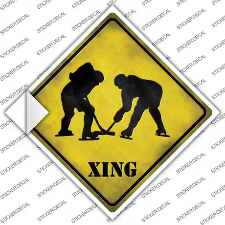 Hockey Xing Novelty Diamond Sticker Decal