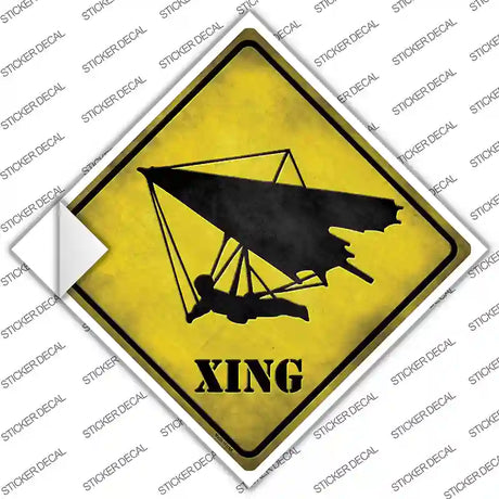 Hang Glider Xing Novelty Diamond Sticker Decal