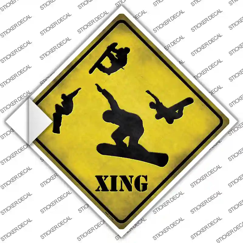 Snow Boarder Xing Novelty Diamond Sticker Decal