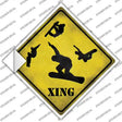 Snow Boarder Xing Novelty Diamond Sticker Decal