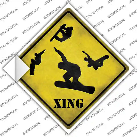 Snow Boarder Xing Novelty Diamond Sticker Decal