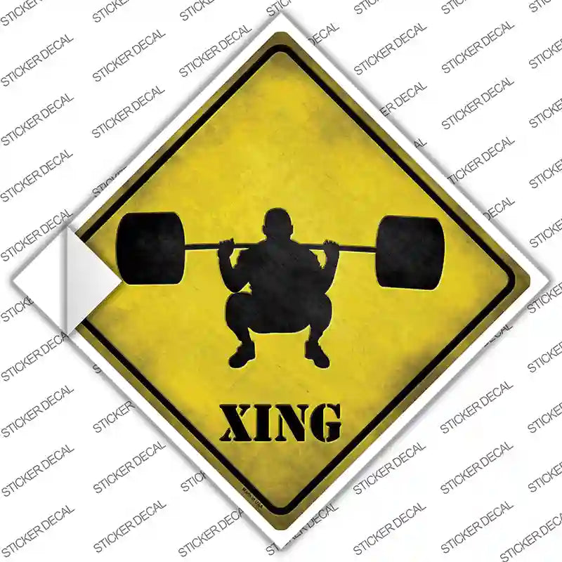 Weight Lifting Xing Novelty Diamond Sticker Decal