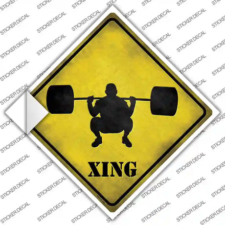 Weight Lifting Xing Novelty Diamond Sticker Decal