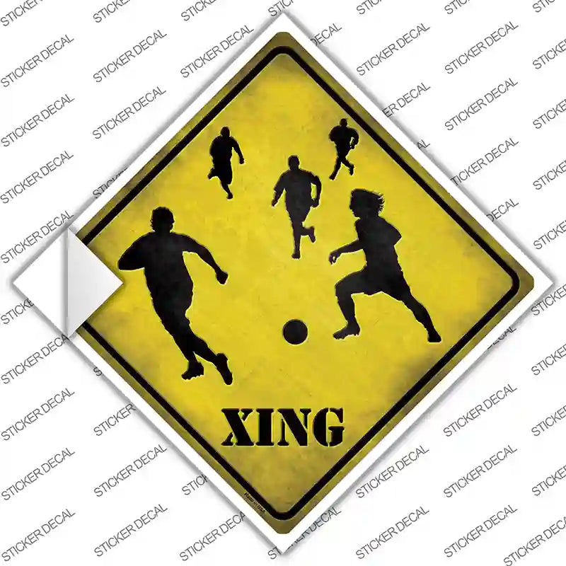 Soccer Xing Novelty Diamond Sticker Decal