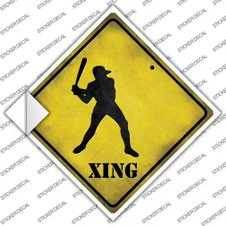 Baseball Xing Novelty Diamond Sticker Decal