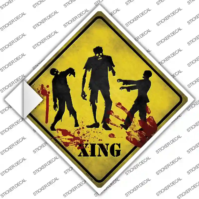 Zombies Xing Novelty Diamond Sticker Decal