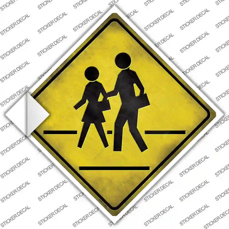 Pedestrian Crossing Novelty Diamond Sticker Decal