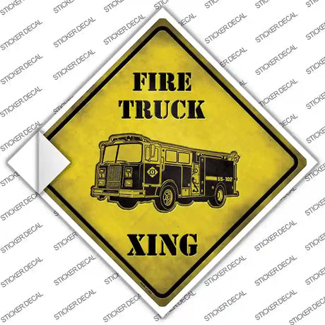 Fire Truck Xing Novelty Diamond Sticker Decal