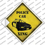 Police Car Xing Novelty Diamond Sticker Decal