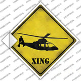 Helicopter Xing Novelty Diamond Sticker Decal