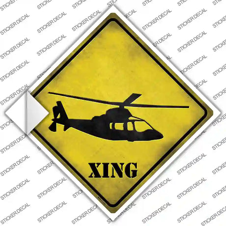 Helicopter Xing Novelty Diamond Sticker Decal