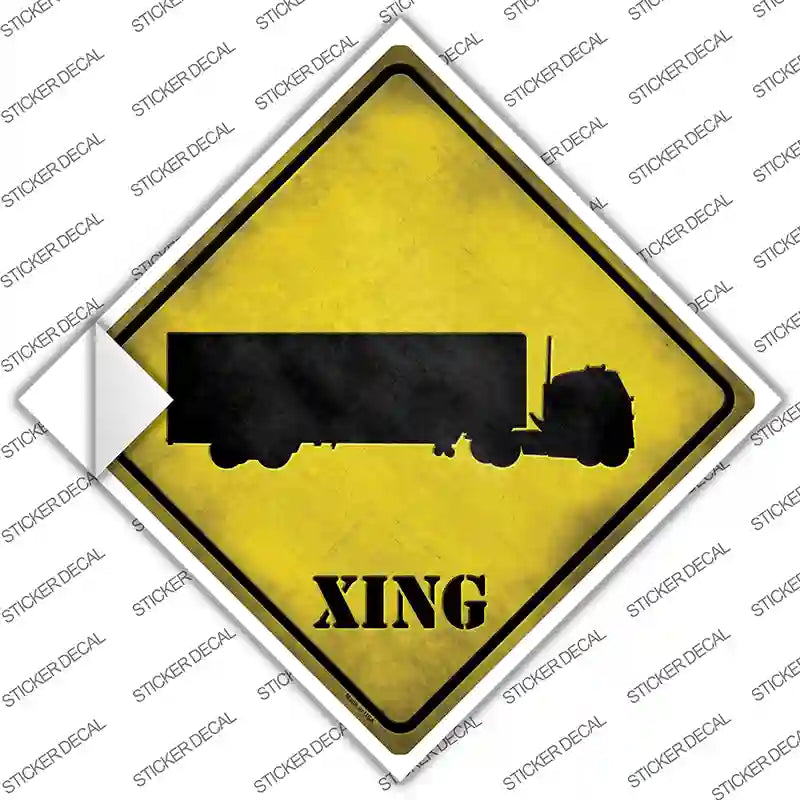 Semi Truck Xing Novelty Diamond Sticker Decal