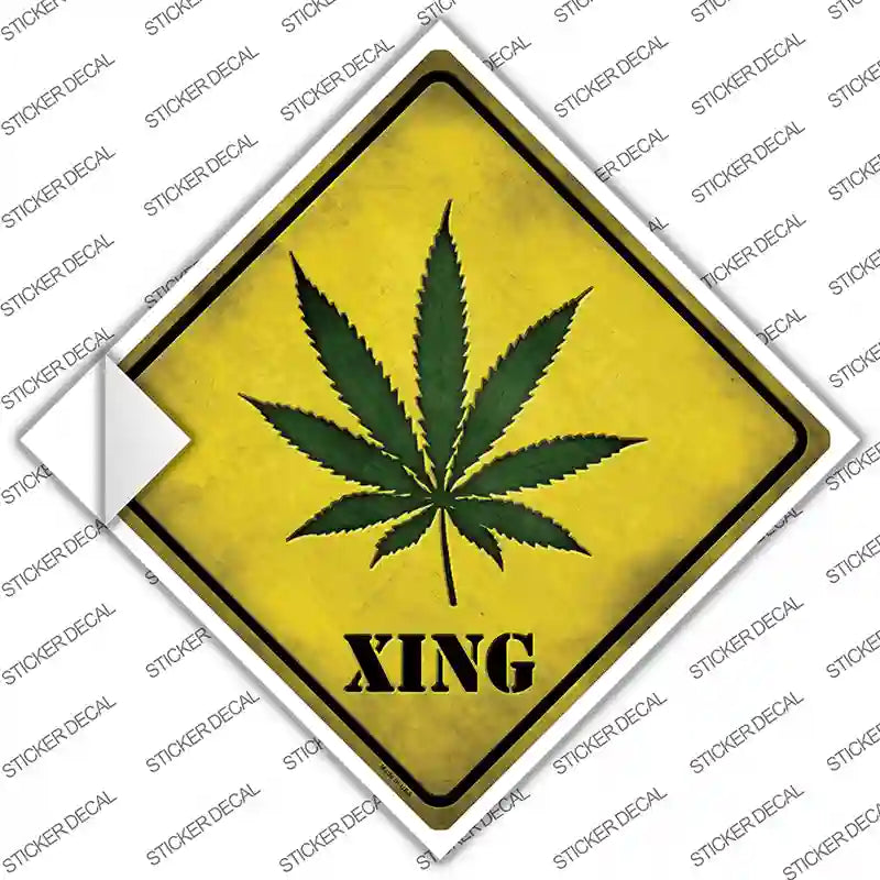 Cannabis Xing Novelty Diamond Sticker Decal