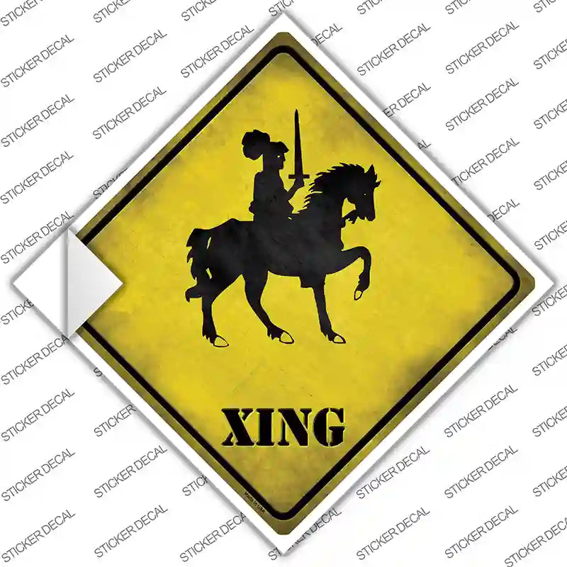 Knight on Horse Xing Novelty Diamond Sticker Decal
