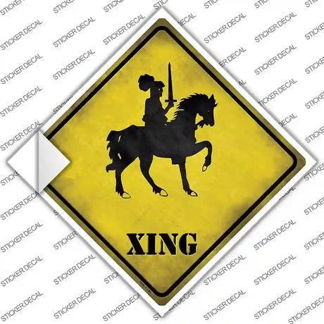 Knight on Horse Xing Novelty Diamond Sticker Decal