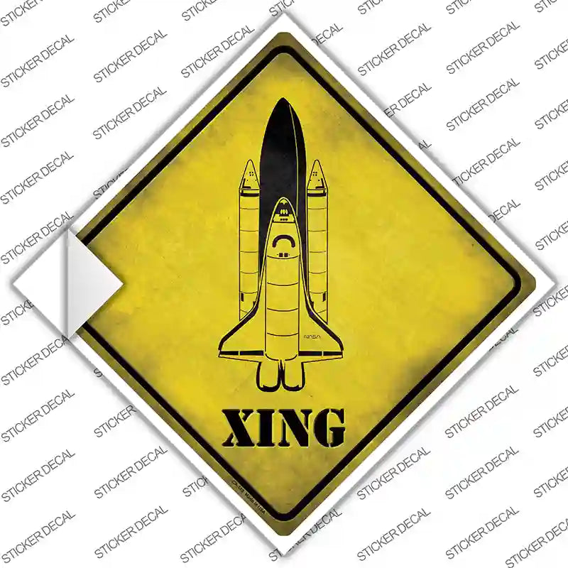 Space Shuttle Xing Novelty Diamond Sticker Decal
