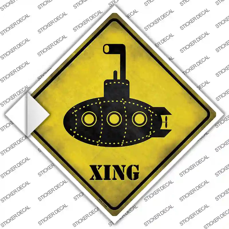 Cartoon Submarine Xing Novelty Diamond Sticker Decal