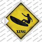 Surfer in Action Xing Novelty Diamond Sticker Decal