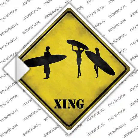 Surfers Xing Novelty Diamond Sticker Decal