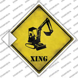Backhoe Xing Novelty Diamond Sticker Decal