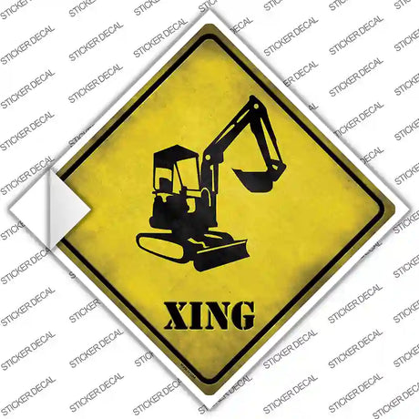 Backhoe Xing Novelty Diamond Sticker Decal