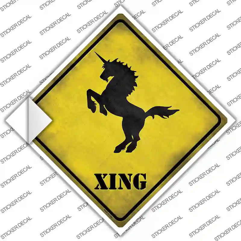 Unicorn Rearing Xing Novelty Diamond Sticker Decal