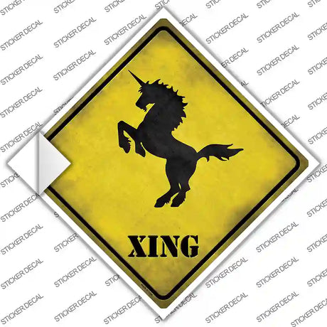 Unicorn Rearing Xing Novelty Diamond Sticker Decal