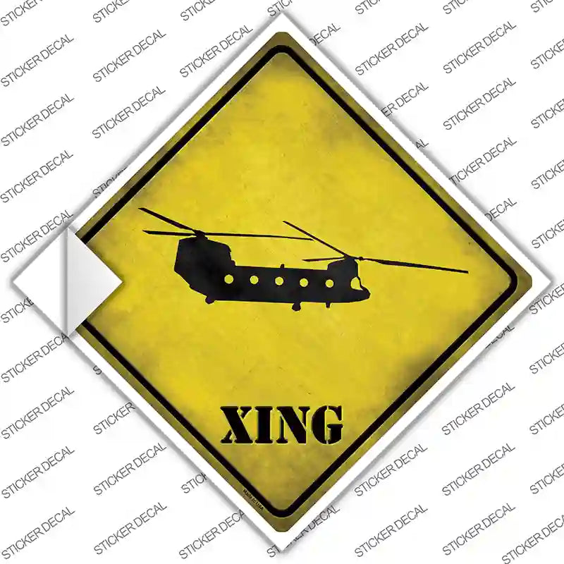 Transport Helicopter Xing Novelty Diamond Sticker Decal