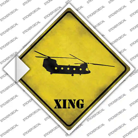 Transport Helicopter Xing Novelty Diamond Sticker Decal