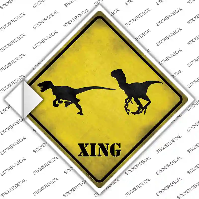 Velociraptors Xing Novelty Diamond Sticker Decal