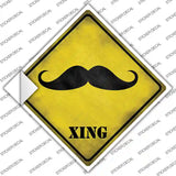 Classic Moustache Xing Novelty Diamond Sticker Decal