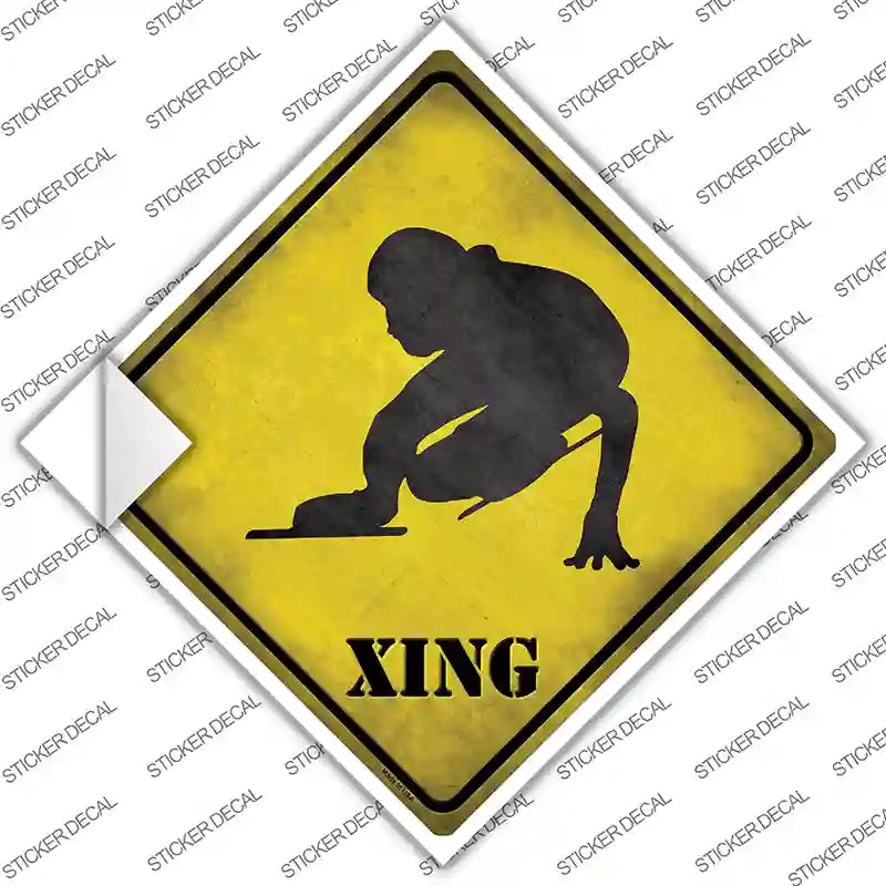 Speed Skater Xing Novelty Diamond Sticker Decal