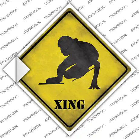 Speed Skater Xing Novelty Diamond Sticker Decal