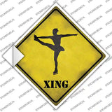 Twirling Figure Skater Xing Novelty Diamond Sticker Decal