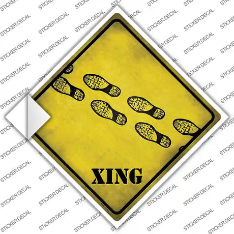 Footprints Xing Novelty Diamond Sticker Decal