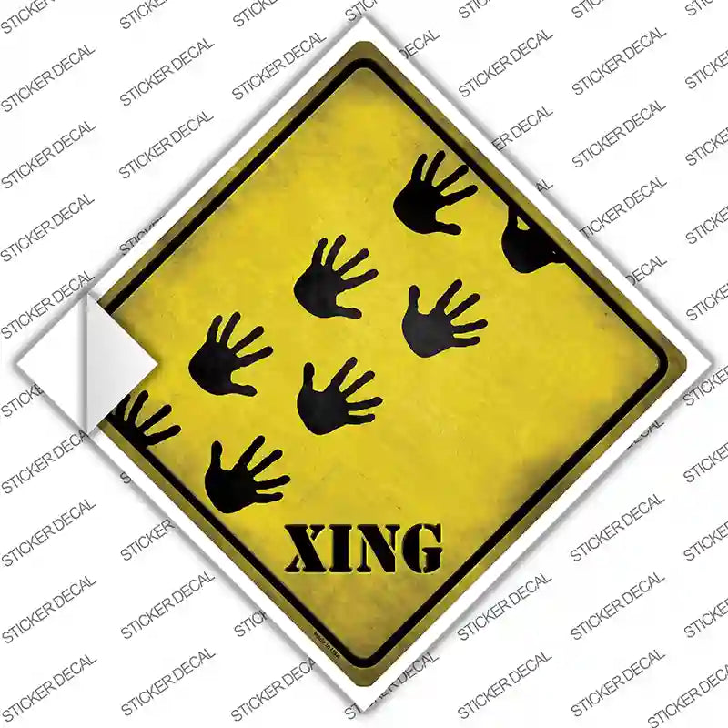 Handprints Xing Novelty Diamond Sticker Decal