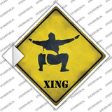 Sumo Wrestler Squatting Xing Novelty Diamond Sticker Decal