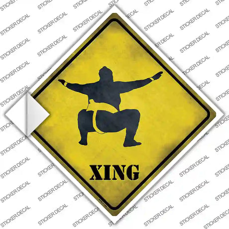 Sumo Wrestler Squatting Xing Novelty Diamond Sticker Decal