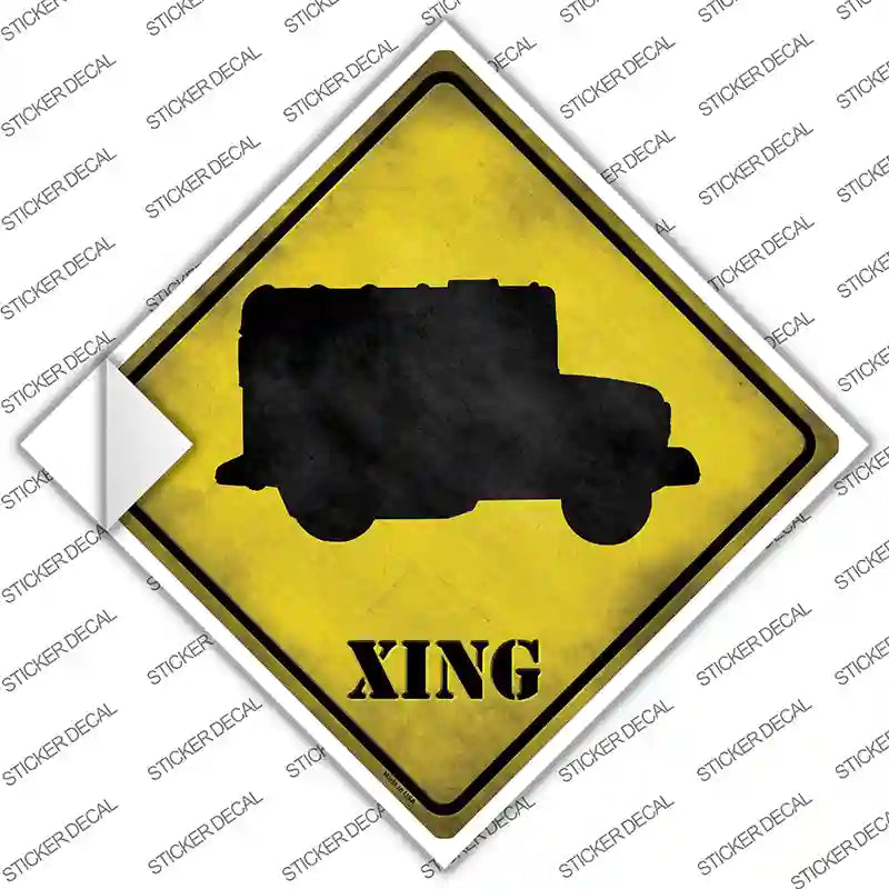 Military Truck Xing Novelty Diamond Sticker Decal