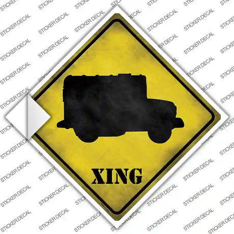 Military Truck Xing Novelty Diamond Sticker Decal