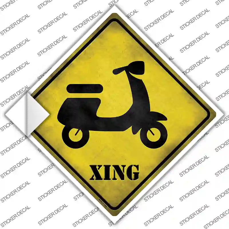 Moped Xing Novelty Diamond Sticker Decal