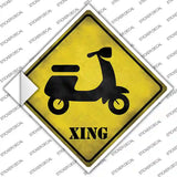 Moped Xing Novelty Diamond Sticker Decal