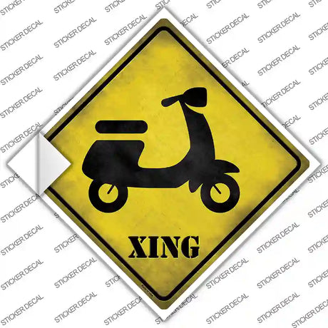 Moped Xing Novelty Diamond Sticker Decal