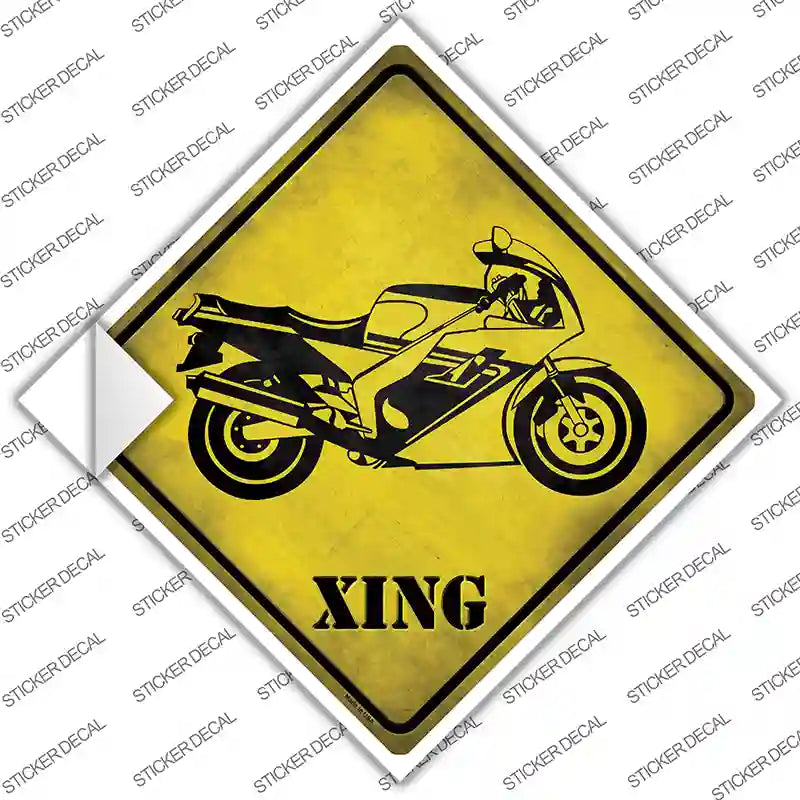 High Speed Motorcycle Xing Novelty Diamond Sticker Decal