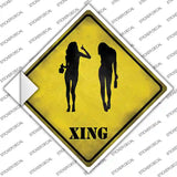 Drunk Women Xing Novelty Diamond Sticker Decal