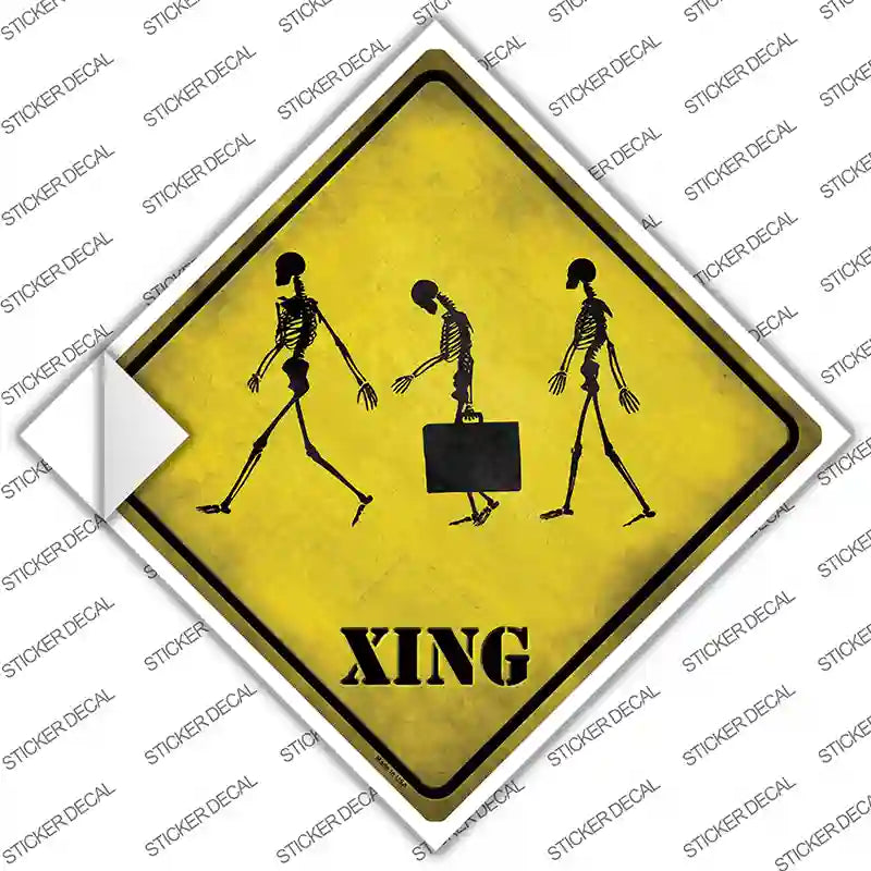 Three Walking Skeleton Xing Novelty Diamond Sticker Decal