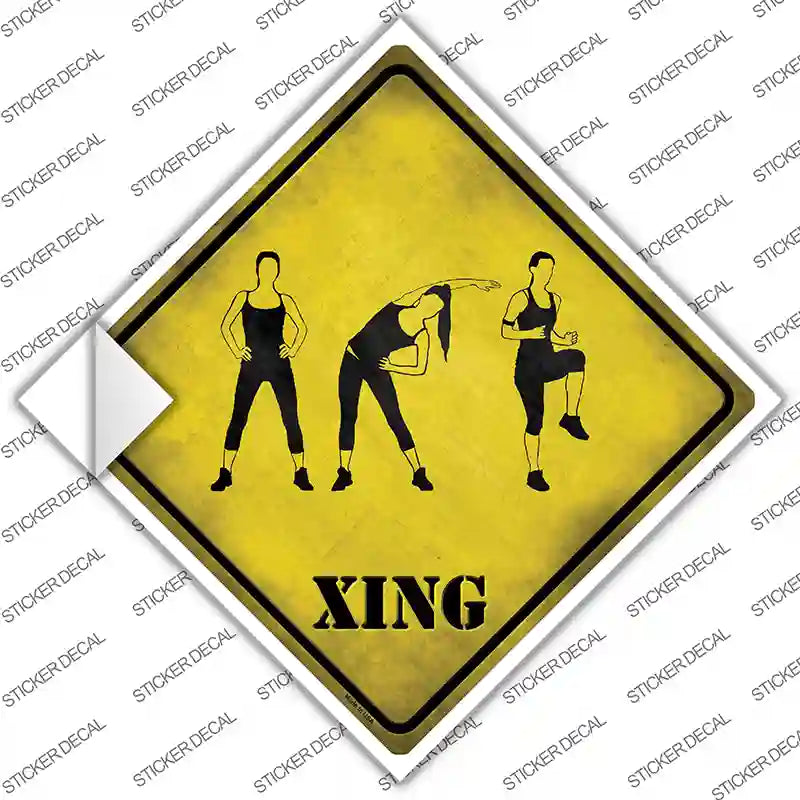 Women Working Out Xing Novelty Diamond Sticker Decal