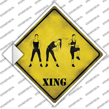 Women Working Out Xing Novelty Diamond Sticker Decal